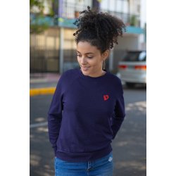 SCIURUS klassiske sweatshirt blå med rødt broderet logo til damer