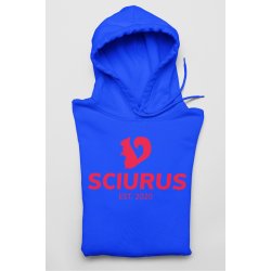 SCIURUS KIDS Hoodie Royal bl med rdt tryk til drenge