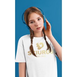 SCIURUS KIDS�ikoniske T-shirt�til pige i hvid med guldtryk