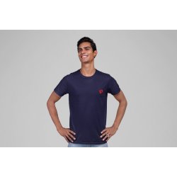 SCIURUS klassiske T-shirt blå med rødt broderet logo til herre