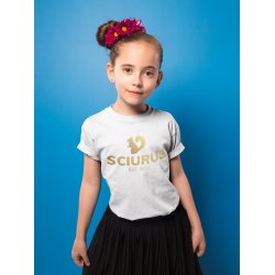 SCIURUS KIDS�ikoniske T-shirt�til pige i hvid med guldtryk