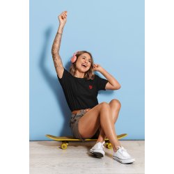 SCIURUS klassiske T-shirt sort med rødt broderet logo til damer