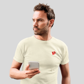 SCIURUS klassiske T-shirt Vintage hvid med rdt broderet logo til herre