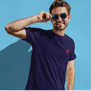 SCIURUS klassiske T-shirt bl med rdt broderet logo til herre