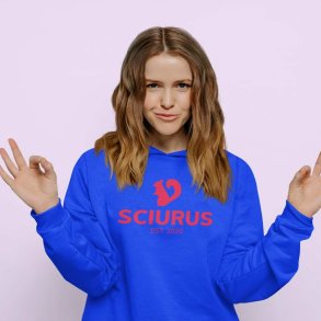 SCIURUS KIDS Hoodie Royal bl med rdt tryk til piger