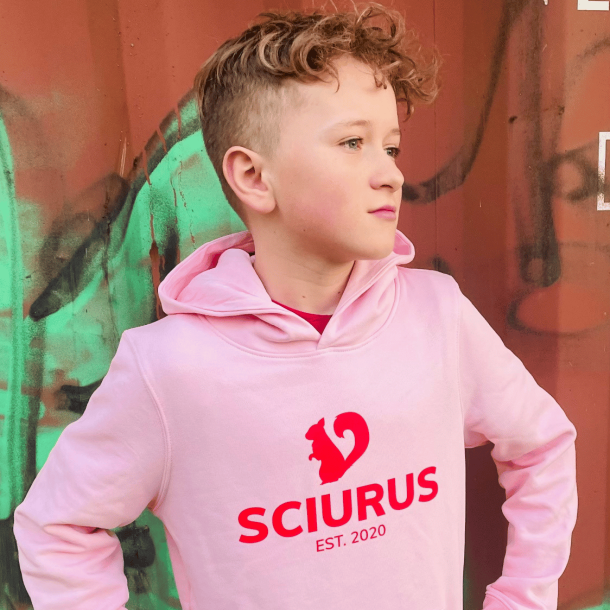 SCIURUS KIDS Hoodie lyserd med lyserdt tryk til drenge