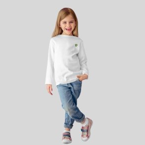 SCIURUS KIDS T-shirt langrmet til piger i hvid med grnt logo