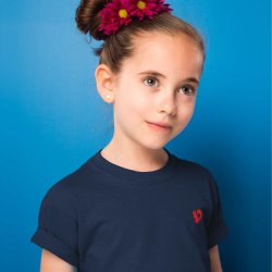 SCIURUS KIDS�klassiske T-shirt�til piger i m�rkebl� med r�dt broderet logo