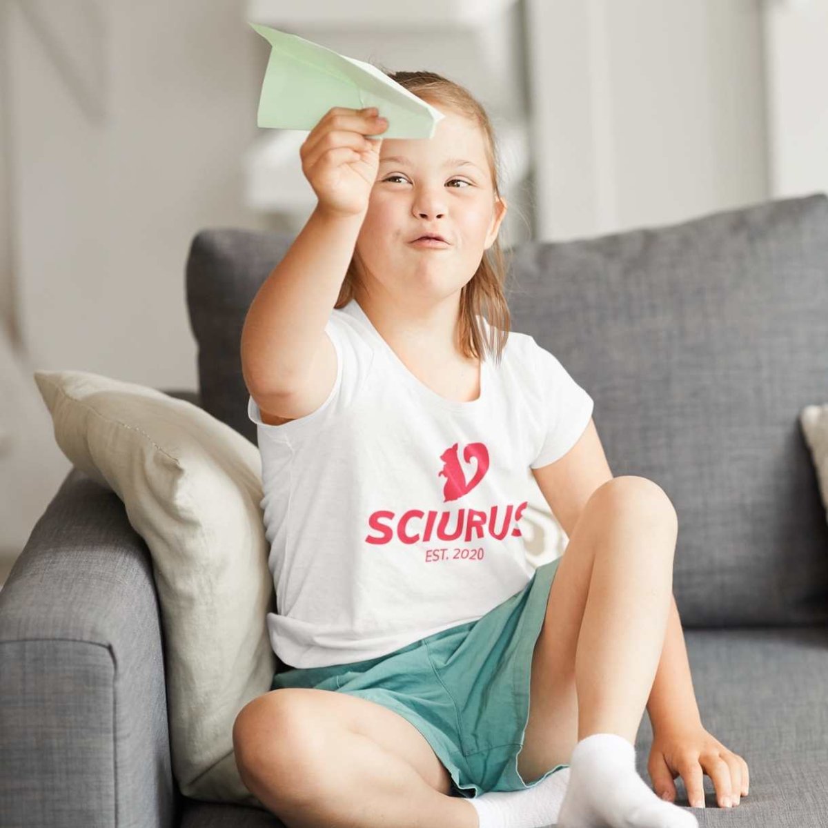 SCIURUS KIDS ikoniske T-shirt til piger i med rødt tryk - Pige -